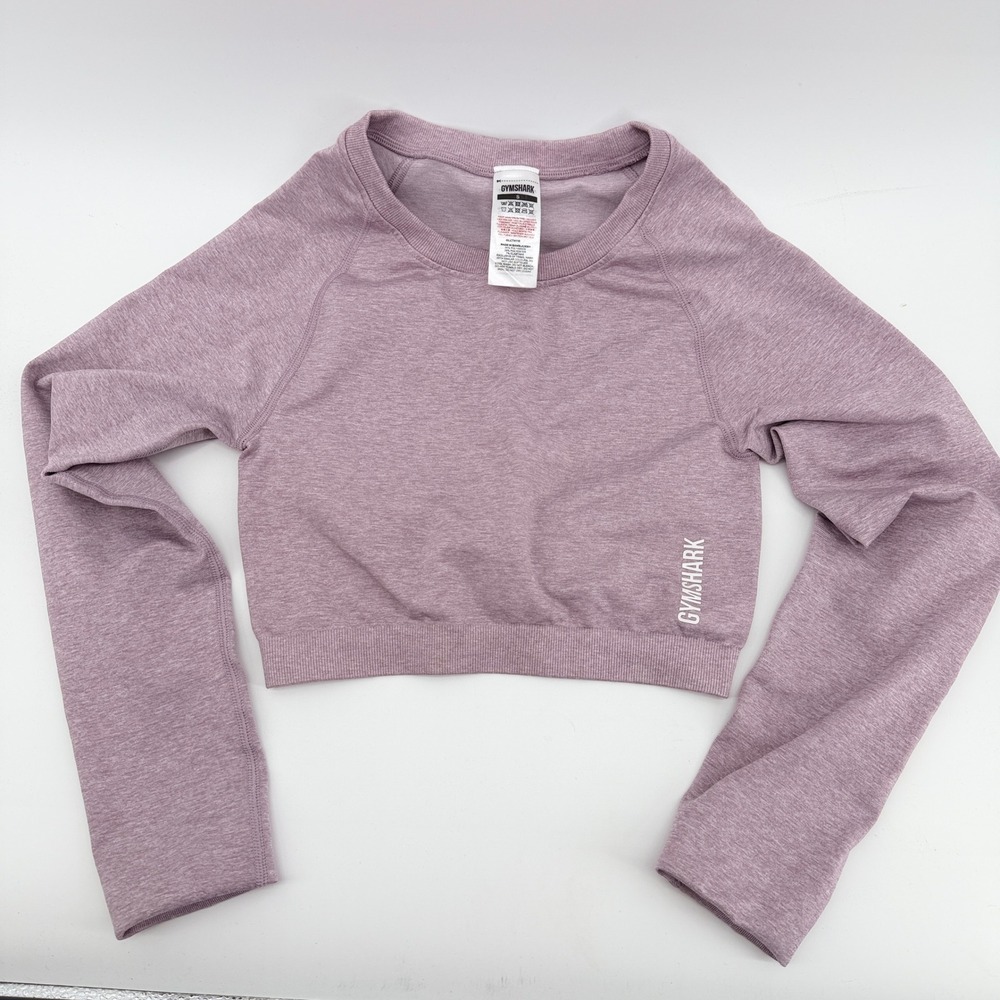 Gymshark Adapt Marl Seamless Long Sleeve Crop Top Purple GLCT4116 Womens Small